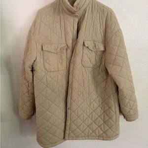 Women’s Quilted Tan Puffer Jacket, Size XL